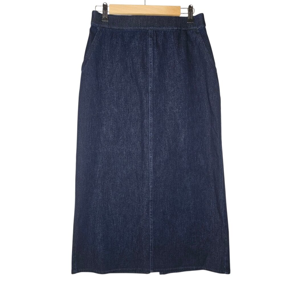 Uniqlo Ultra Stretch Denim Narrow Skirt Pencil Stretch Elastic Waist 28–29" Sz M
